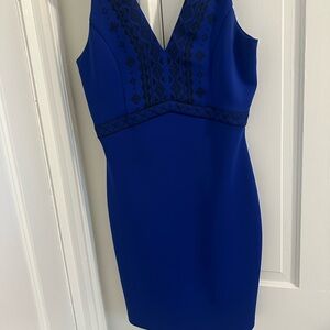 Guess Blue Sheath Mini Dress V-Neck Sleeveless